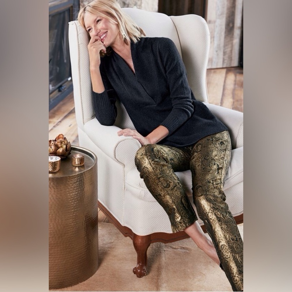 Soft Surroundings Metallic Gold Paisley pants. - Picture 15 of 16